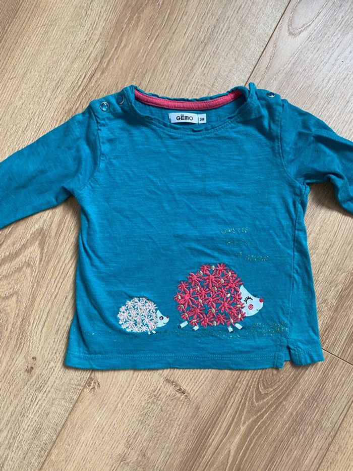 T-shirt manches longues herisson 24 mois 2 ans
