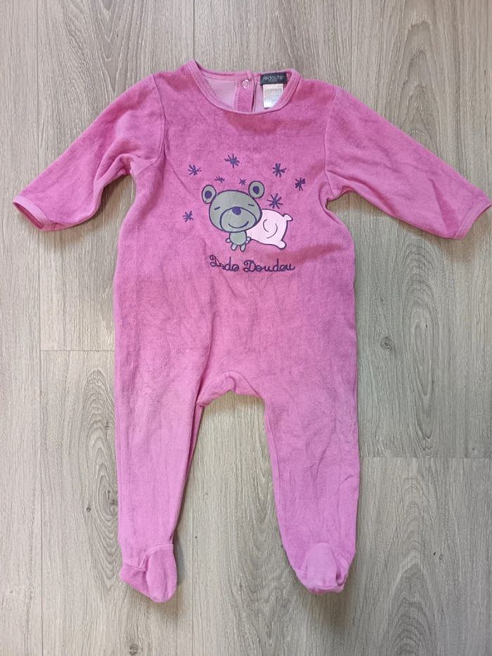 Lot pyjamas velours 1 pièce roses fille 12 mois - photo numéro 11