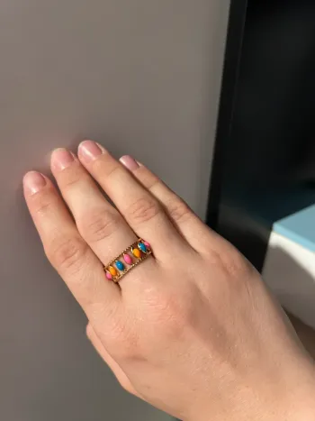 Bague réglable couleur été et doré en acier inoxydable