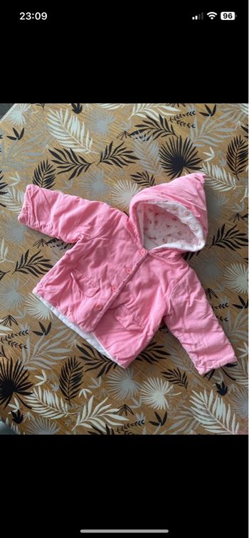 Manteau mi-saison velours côtelés rose petit bateau bb 3 mois