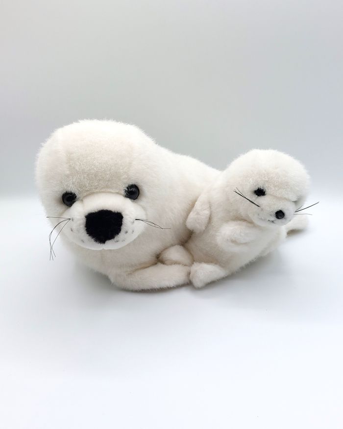 Peluche phoque JAAG Plush 34 cm – blanc avec bébé – doudou