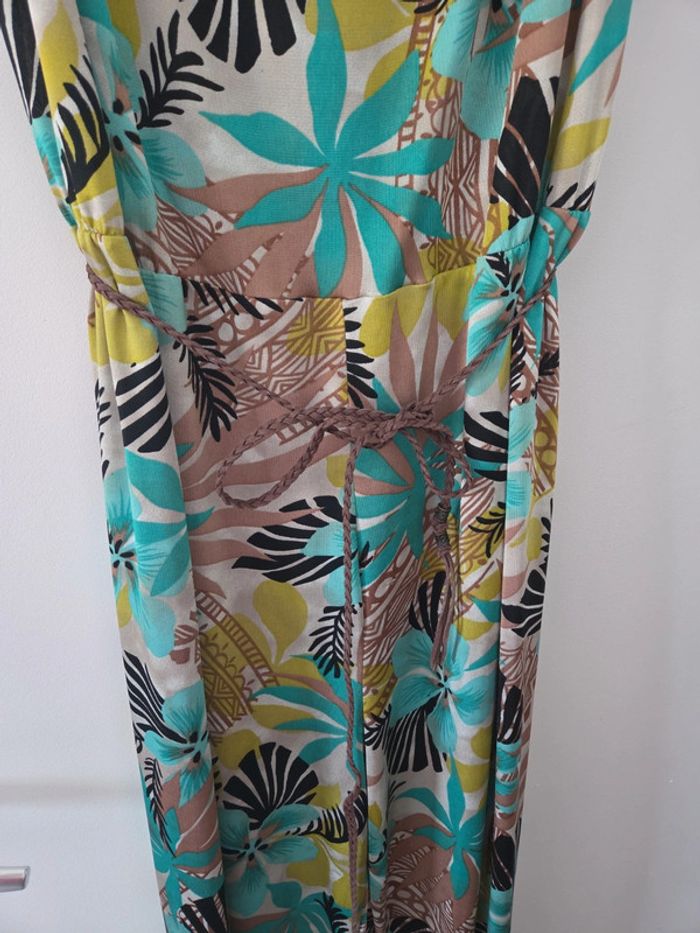 Combinaison femme été fluide manche courte ceinture motifs T46 TBE Jacqueline Riu - photo numéro 3