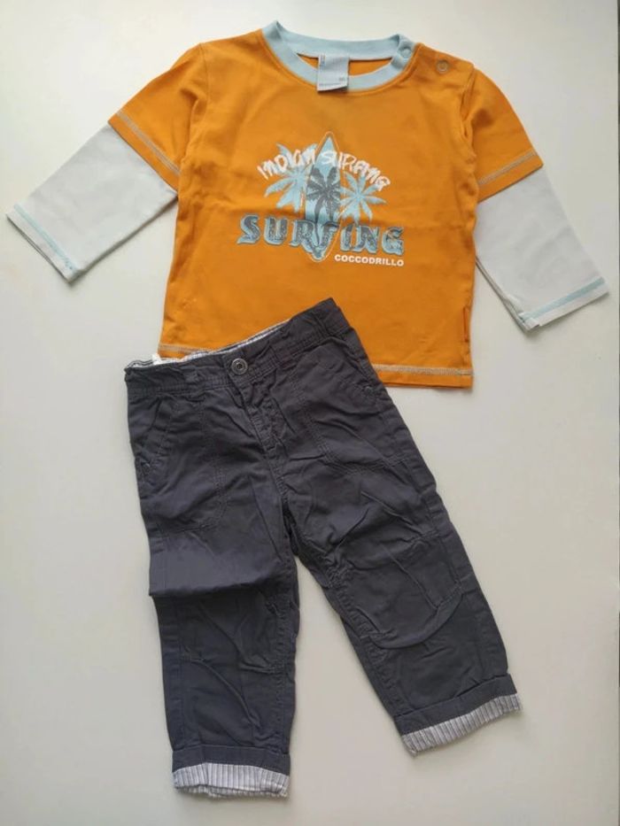 Lot de t-shirt manches longues et pantalon 18 mois