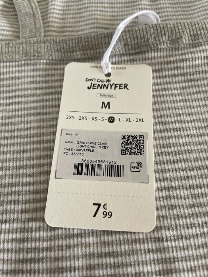 Débardeur gris et blanc à rayures M Jennyfer neuf - photo numéro 3