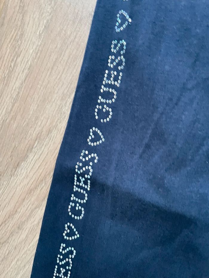 Pantacourt legging court bleu marine Guess à paillettes strass 8 ans fille - photo numéro 4