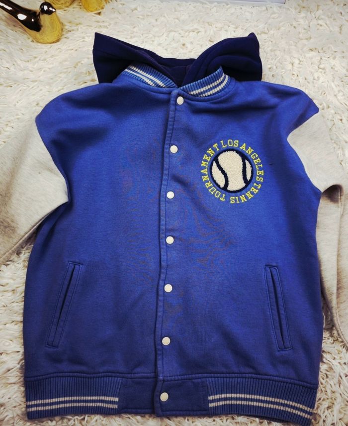 Teddy molletonné à capuche bleu gris et marine Garçon taille 10 ans marque Vertbaudet 🎸 - photo numéro 7