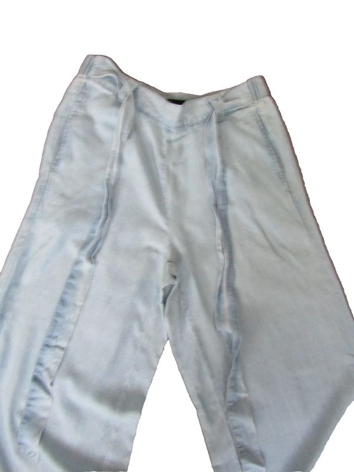 pantalon caleçon a jambes larges 100%lyicell bleu ciel marque tex taille indiquée S = 36/38 - photo numéro 2
