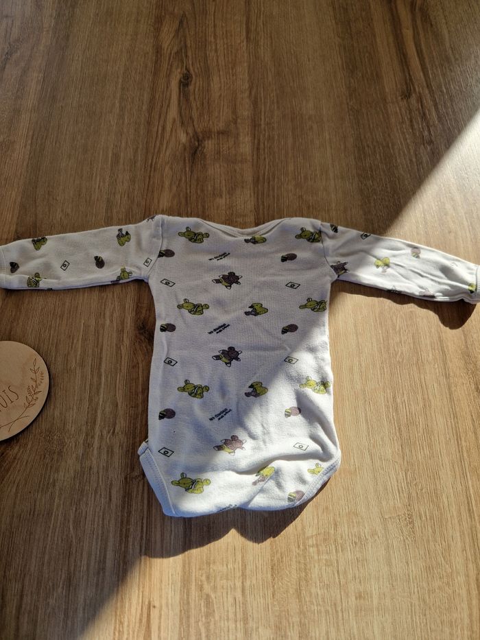 Body manches longues blanc et vert bébé - 3 mois - photo numéro 2