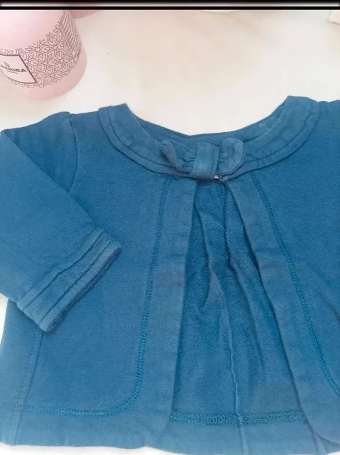Boléro bleu coton Kloane fille 6 mois - photo numéro 2