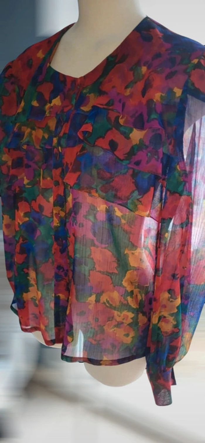 Chemise fleurie transparente vintage 44 - photo numéro 3