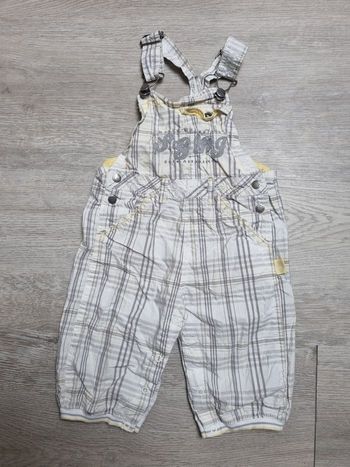 Salopette Taille 24 mois Sergent Major bébé à carreaux blanc/gris et jaune Tres bonne etat