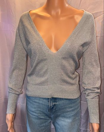 Pull Esprit en Maille Métallisée Argentée