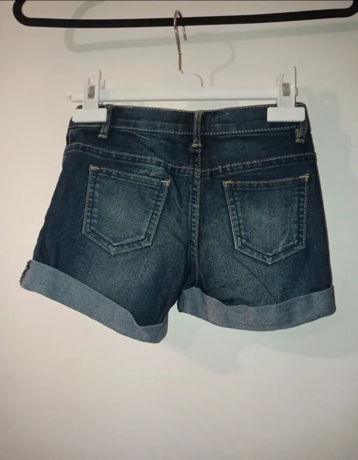 Short en jean petite fille bleu - photo numéro 2