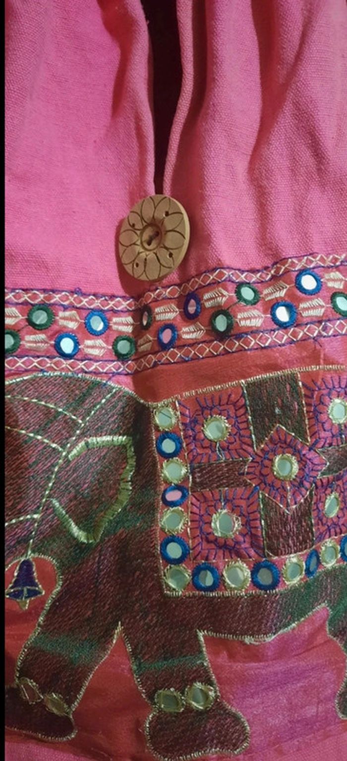 Sac à épaule en tissu rose Île de la Réunion - photo numéro 2