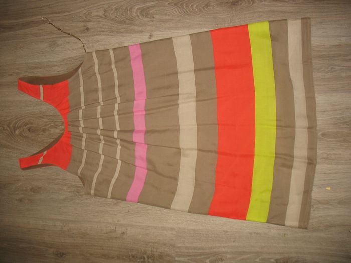 ROBE SM MARRON RAYÉ ORANGE ET VERT FLUO "MISS CAPTAIN" - TAILLE 42 - n°27