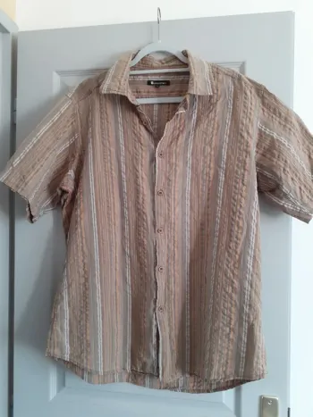 Chemise à rayures marron et orange taille XL