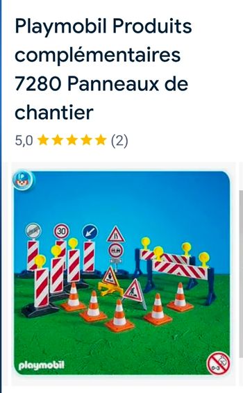 Jouet - jeux de construction playmobil 7280 panneaux de chantier - Neuf
