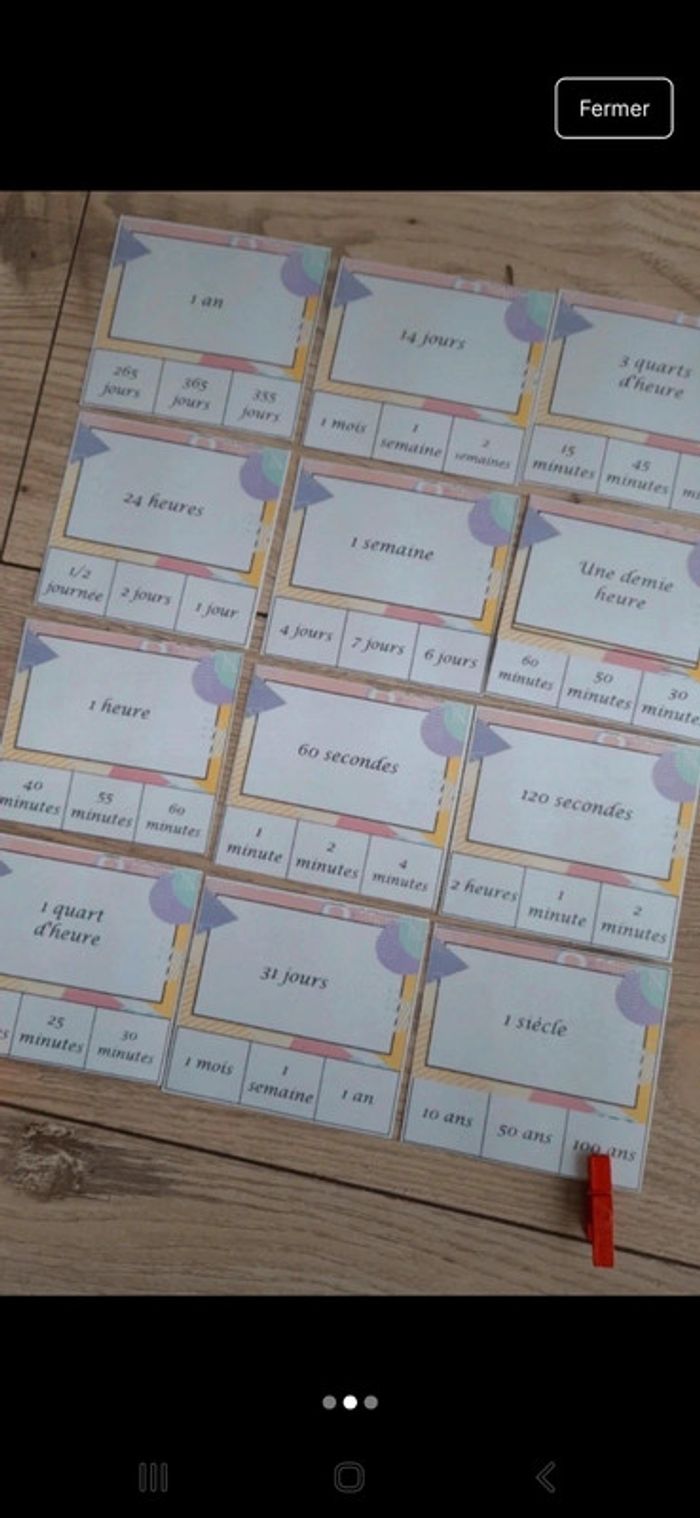 Cartes à pinces : temps. Se repérer sans le temps : heure, jour, siècle, année etc - photo numéro 2