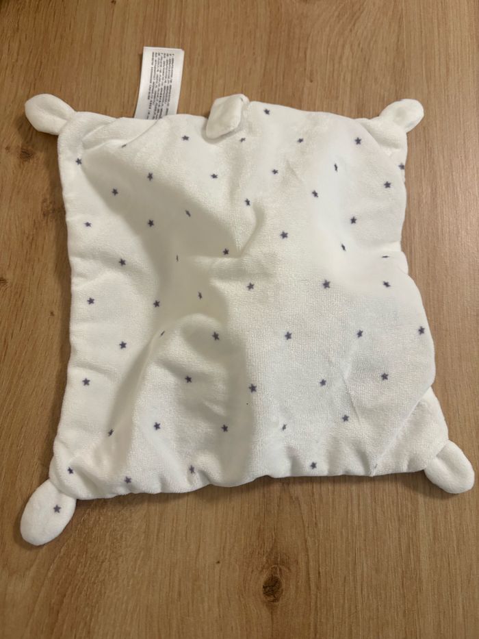 Doudou plat lapin blanc gris étoile attache sucette simba toys - photo numéro 3
