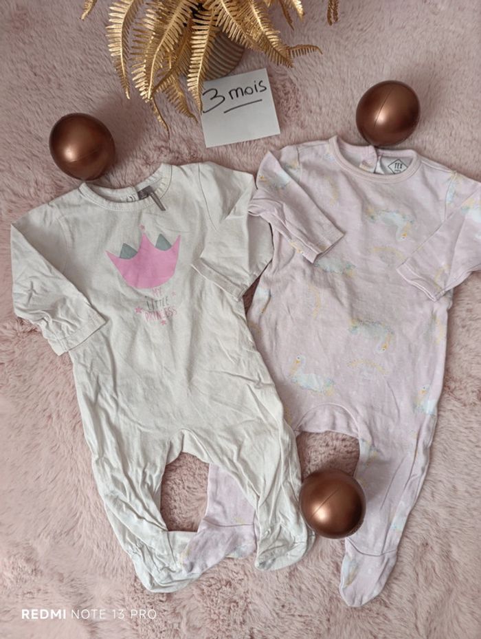 Lot pyjamas été coton princesse et cignes