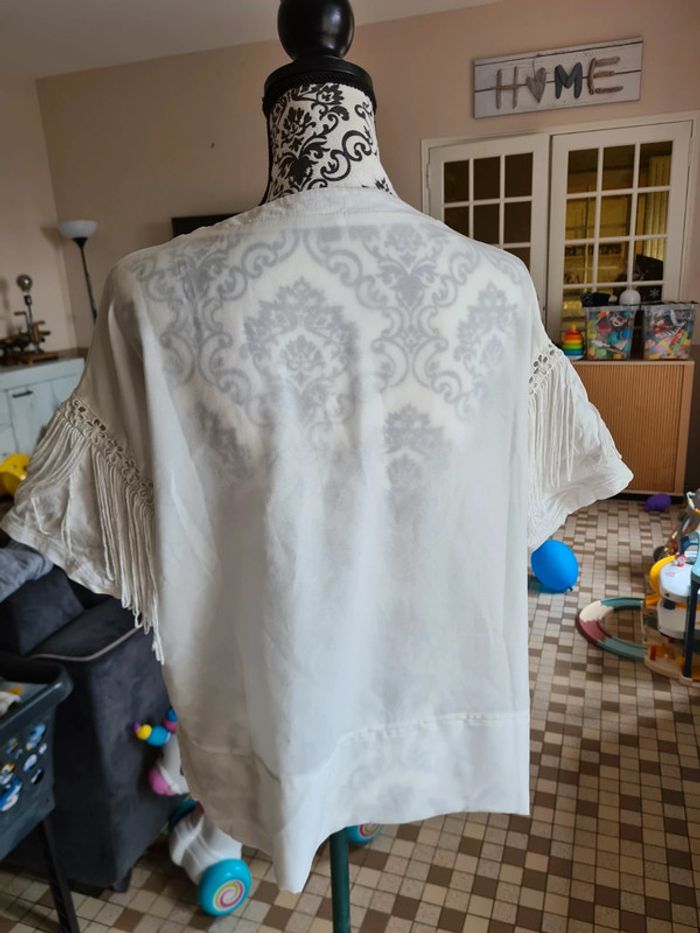T shirt haut top 46/48 broderie resille blanc Kiabi XL - photo numéro 5