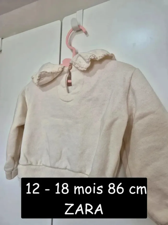 Pull court col Claudine ZARA 12 18 mois 86 cm beige - photo numéro 7