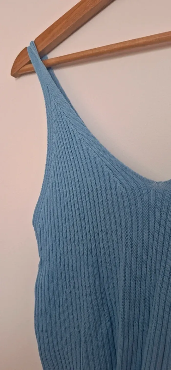 Top crochet en coton bleu taille S Neuf - photo numéro 3