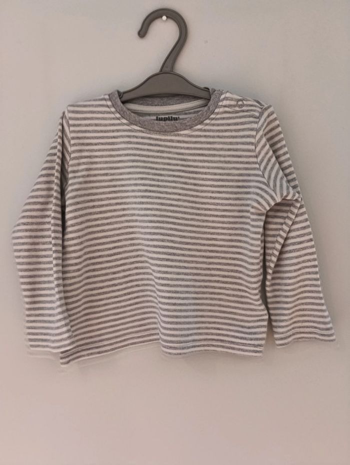 t-shirt manches longues lupilu gris 12-24mois