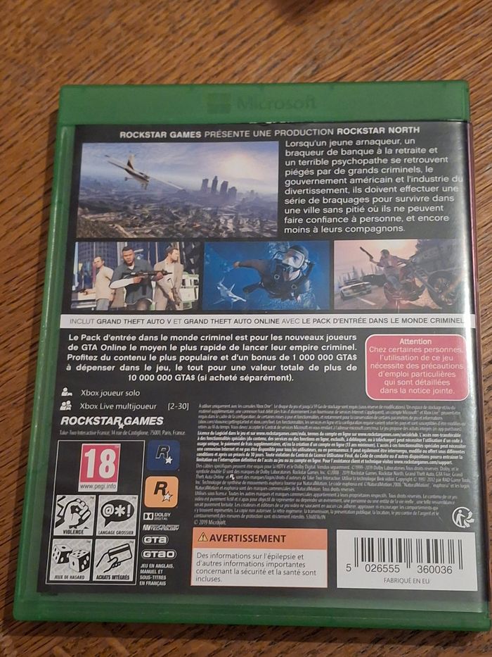 Jeu xbox one grand theft  auto five v - photo numéro 2