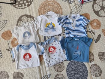 Lot de 6 bodies manches courtes petit bateau 3 mois