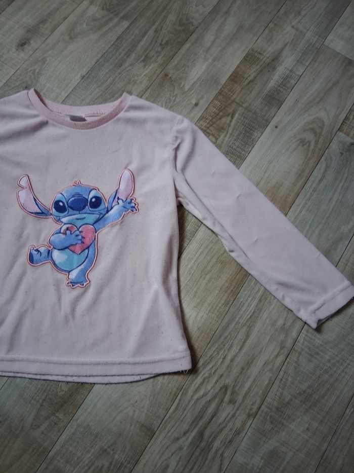 Pyjama fille en velours rose clair stitch 5-6 ans - photo numéro 2