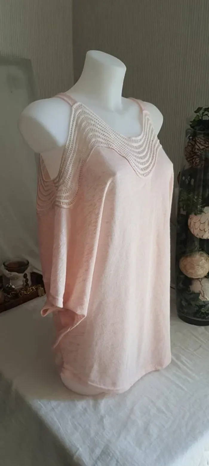 Tunique rose pastel épaule découverte" Mc Lorene" taille L et ++ - photo numéro 5