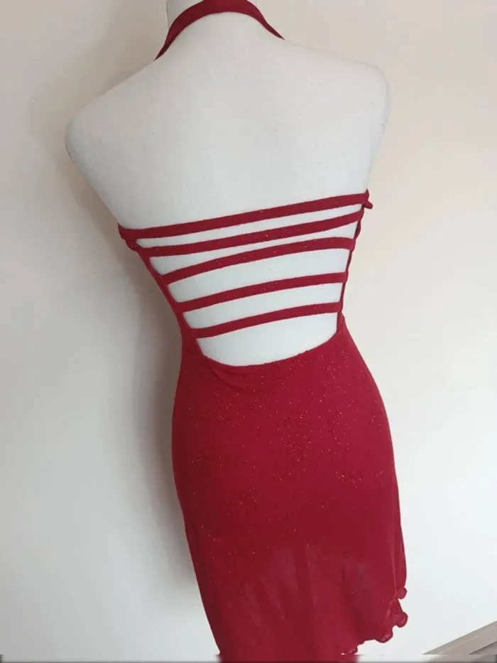 Robe dos-nu rouge à paillettes Jennyfer – Taille S - photo numéro 3