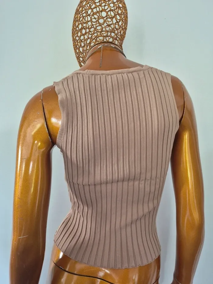 Top Court Taupe Femme Taille S/M - photo numéro 2