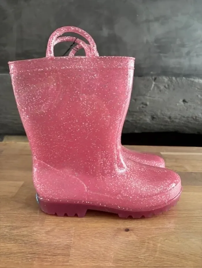 botte de pluie rose a pailletttes taille 33