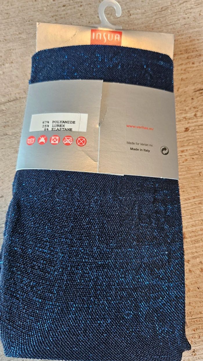 Paire de collants bleu brillant, taille M, Insua, neuf emballé - photo numéro 3