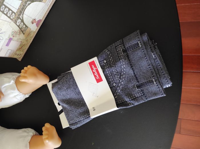 Pantacollant fille 5 ans esprit jean – gris NEUF avec emballage - photo numéro 2