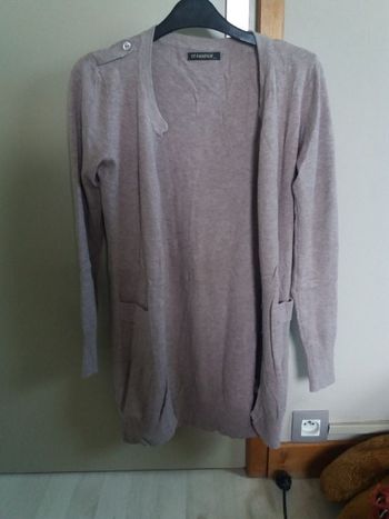 Gilet long uni beige