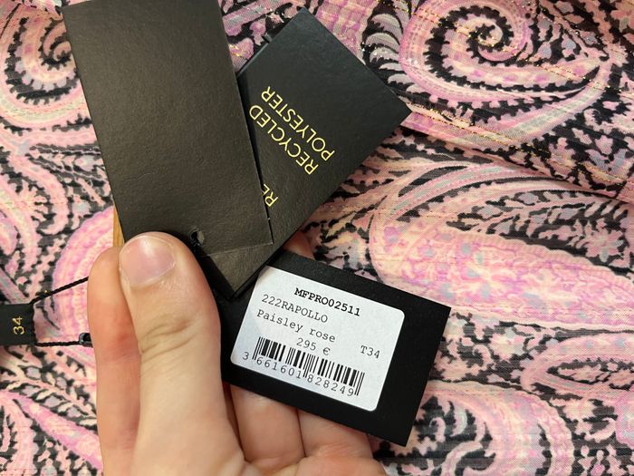 🌸 Robe cachemire à liserés pailletés – Maje – Neuve avec étiquette – Taille 34 🌸 - photo numéro 3