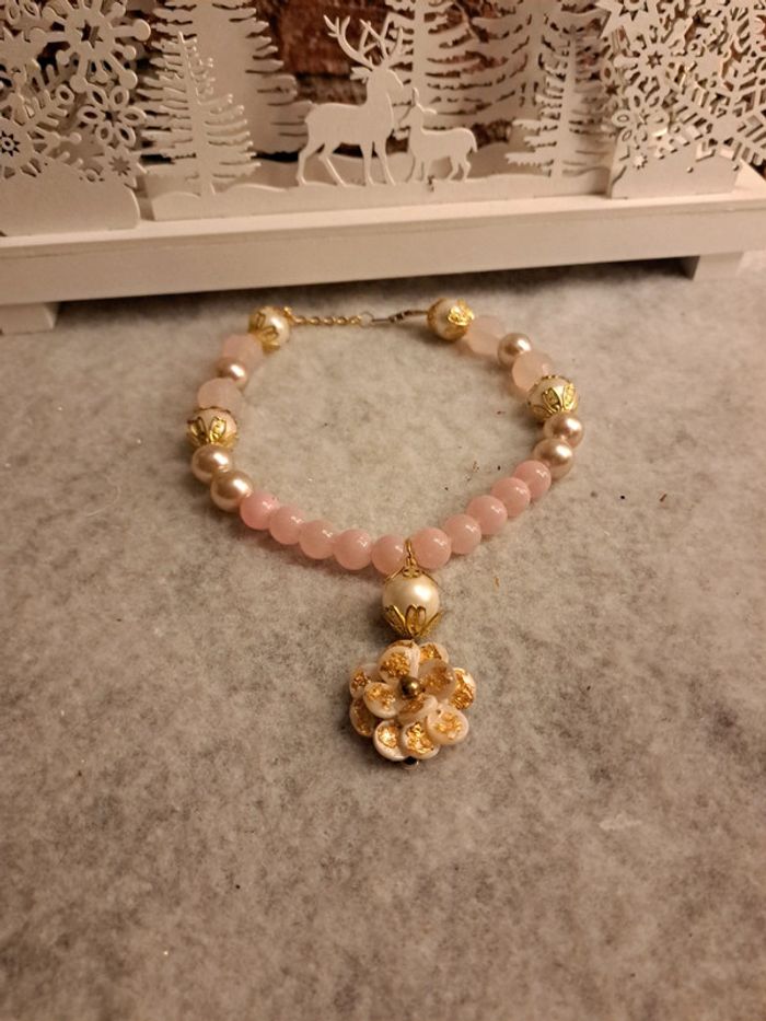 Collier chic et élégant rose pastel blanc et doré - photo numéro 8