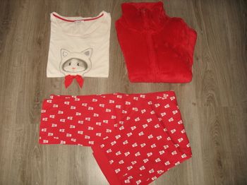 ENSEMBLE PYJAMA 3 PCS : VESTE + TEE SHIRT + PANTALON "ETAM" - TAILLE L - n°01