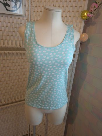 Joli débardeur menthe imprimé citrons  100% Coton la halle femme TS / 36 