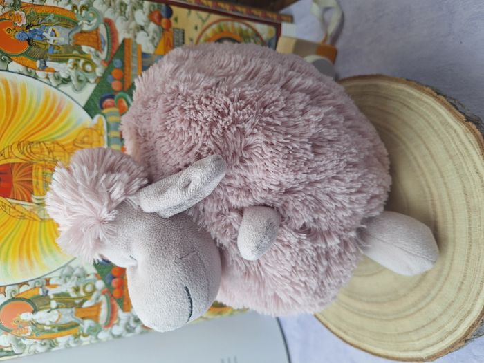 Peluche mouton rose boule tout doux à câliner - photo numéro 4