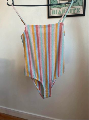 Body à paillettes rayures multicolores