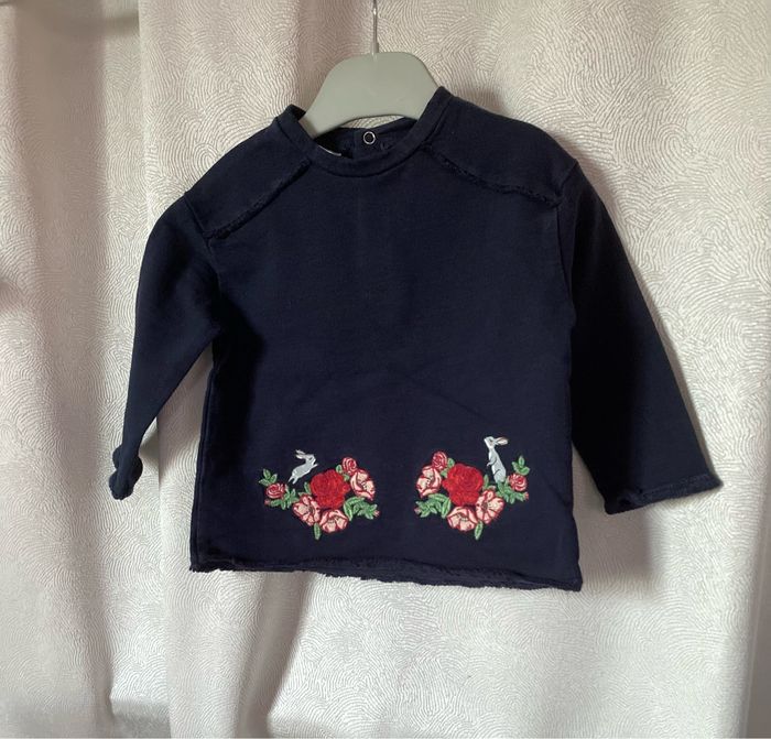 Tout mimi pull sweat Zara bleu marine 6/9 mois 74 cm