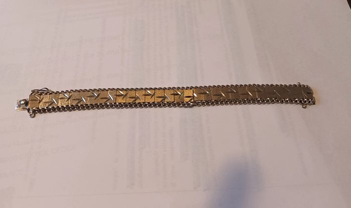 Bracelet articulé en argent gravé vintage - photo numéro 11