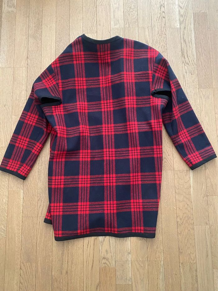 Veste longue à carreaux rouge et noir taille L - photo numéro 7