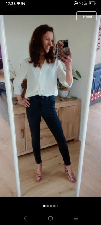 Jean femme skinny noir délavé c89