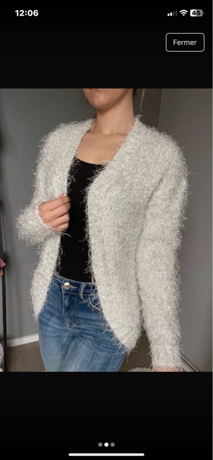 Gilet blanc pailleté in extenso taille s - photo numéro 3