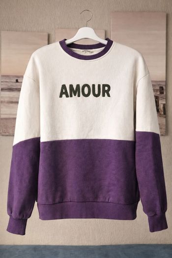 Sweat Naf Naf AMOUR blanc violet taille M